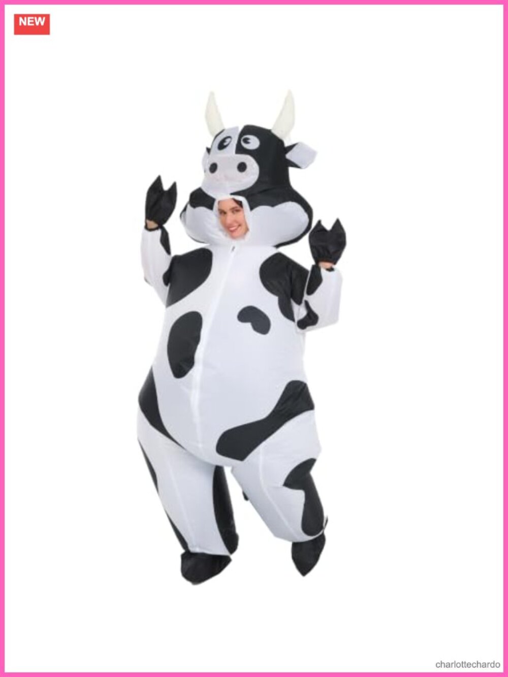 Inflatable Cow Costume Full Body Blow Up Animal Suit for Adults Funny Fancy